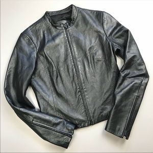 BCBGMaxazria Pewter Metallic Leather Jacket